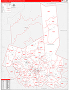 Utica-Rome Metro Area Wall Map Red Line Style